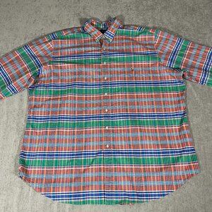 Polo Ralph Lauren Button Down Stretch Oxford Shirt Men 3XLT Orange Blue Plaid